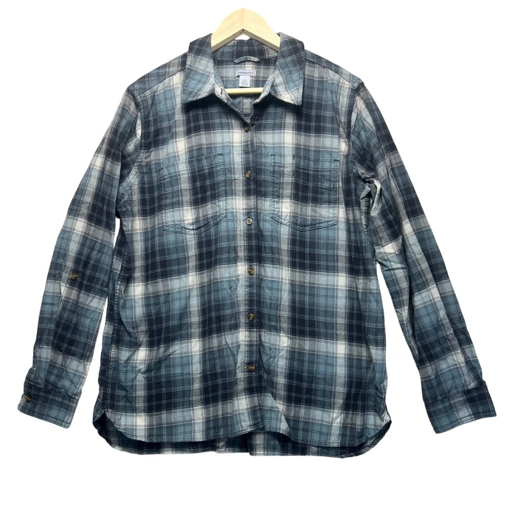 Carhartt Blue Plaid Button Down‎ Shirt Long Sleeve Gorpcore Cotton Women's Large